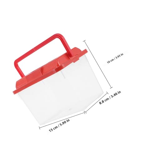 MERRYHAPY Portable Plastic Betta Fish Tank and Small Turtle Carrier, Medium-Sized Aquarium Box with Handle, Suitable for Turtle and Hamster Transport, Red Color with Fish Pattern