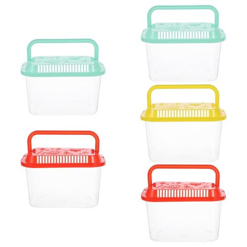 5pcs Pet Fish Travelling Container, Portable Beach Fish Tank for Transporting & Viewing, Transfer Bucket for Kids’ Science Education, Moving & Outdoor Activities 5.3x3.4x2.8in - color: Light Green