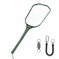 Aventik Fly Floating Fishing Net Carbon Fiber Landing Trout Net Light Weight Clear Rubber Ghost Net Catch & Release - color: green