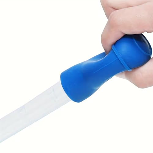Aquarium Water Changer & Gravel Cleaning Tube, Manual Fish Tank Siphon Vacuum Cleaner with Coral Feeder Dropper, Multipurpose Waste Extractor for Marine Reef & Freshwater Tanks - color: Blue, size: 1PC