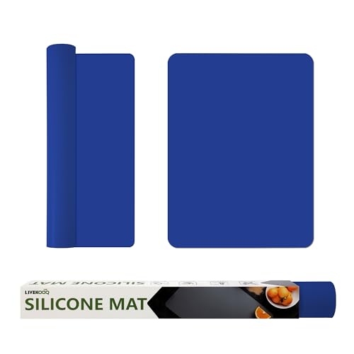Silicone Mat for Kitchen Counter, Silicone Mat Trimable to Size (Classic blue, 15.7×11.8inch-2pcs), BPA-Free Silicone Placemat, Heat-Resistant NonSlip Table Mat for Air Fryer, Countertop Protector Mat - color: Classic blue, size: (M1 - 15.7''x 11.8‘’x 0.0