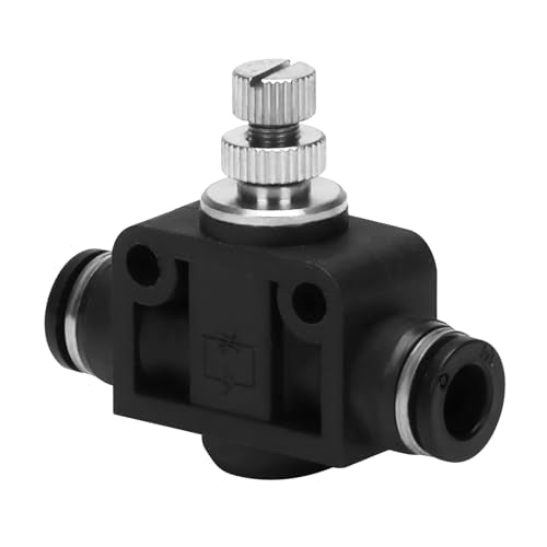 Air Flow Control Valve - 1/4" Tube OD x 1/4" Tube OD Straight Union Pneumatic Push to Connect Speed Regulator Valve (Pack of 1)