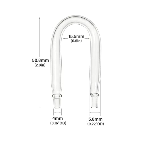 LINLAN 4-Piece Aquarium Glass U-Tube Connector, Anti-Kink Design,for 5/16 inch (4mm) ID Air Hose,Fits Air Pumps & CO2 Diffusers，Accessory for Rimless Aquariums