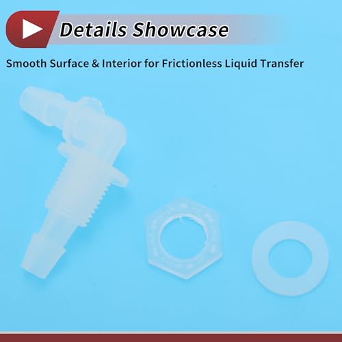 1 Set Aquarium Plastic Hose Barb Fitting 1/4" Hose ID Elbow Connectors Aquarium Tank Air Pump Hose Joints Clear PP - size: 1/4"-G1/4