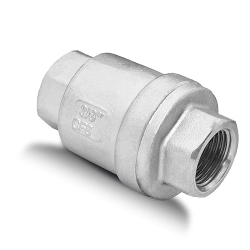 3/8" NPT Stainless Steel Spring Check Valve, WOG1000 NPT Thread unleaded In-Line Vertical Check Valve Non Return One Way Counterflow to Prevent the Medium Backflow for Oil Water Gas Air DN10 - size: 3/8"-NPT