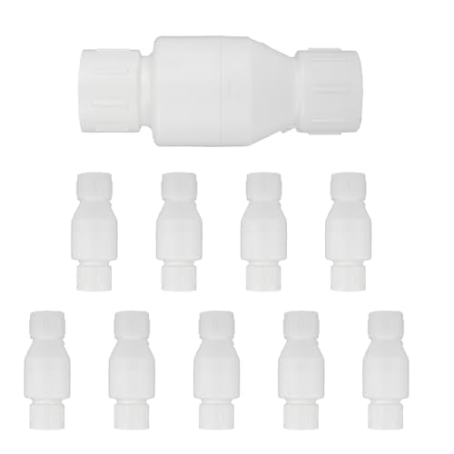 (Pack of 10) EFIELD 1 Inch PVC Inline Check Valve, Schedule 40, Solvent Connections, PVC Spring Check Valve,(PVC049-2-10PCS) - size: 1 Inch