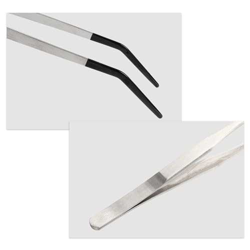 Reptile Feeding Tongs, Stainless Steel Lizard Feeding Tongs, Aquarium Curved Feeding Tweezers for Reptiles with Rubber Tip, Terrarium Feeding Tongs 14.96" L, Black Silver Tone - color: Black, size: 14.96"