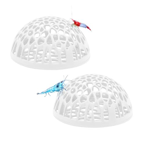 2-Pack White Shrimp Hideouts – Hollow Half-Sphere Aquarium Caves for Shrimp, Betta Fish & Nano Tanks | Decorative Shelter for Breeding and Molting - color: White