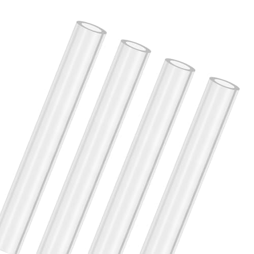 M METERXITY 4-Pack Clear Rigid Acrylic Pipe, 8mm[0.31"] ID x 12mm[0.47"] OD Plastic Round Tube for Water Cooling System/Lamps/Fountains/Aquariums/Display Stand, Acrylic Tubing [305mm/12IN] - size: 8mm ID x 12mm OD