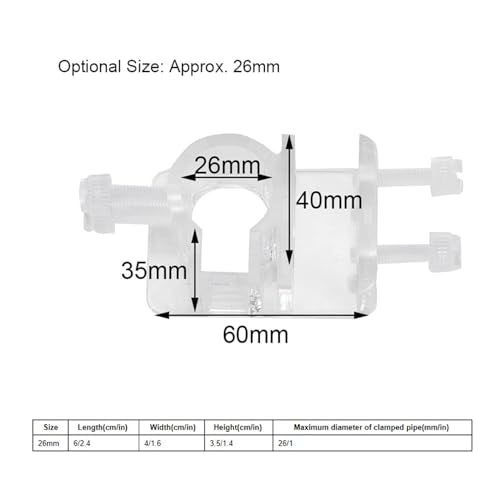 Aquarium Hose Holder, Transparent Acrylic Water Pipe Hose Fixing Clip Fish Tank Pipe Holder Aquarium Water Tube Clamp for Aquarium(26mm)