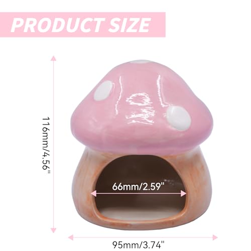 Aquarium Mushroom House Decorations, Ceramic Fish Tank Hideout Landscaping, Small Fish Hideaway Spawning Cave Decor for Shrimp Goldfish (Pink) - color: Pink
