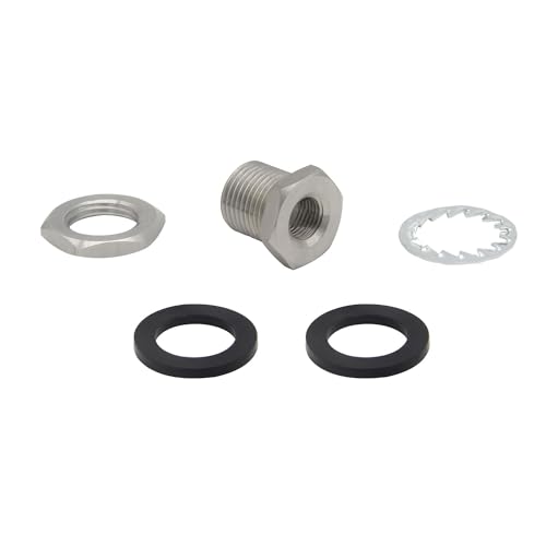 Stainless Steel Bulkhead Fitting 1/4" NPT Female Bulked Coupler Thru-bulk Tank Fitting Connector (pack of 2) - size: 1/4" NPT Female to 1" Length