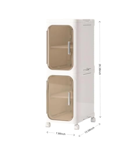 KHNR 2-Tiers Slim Bathroom Storage Cabinet, Foldable Storage Cabinets,Narrow Bathroom Storage,Movable Bathroom Storage Organizer for Small Spaces,Bathroom,Kitchen,Laundry,Cream White - color: Cream White, size: 2-Tiers
