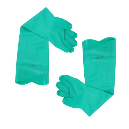 Aquarium Gloves for Fish Tank Maintenance,Shoulder Length Waterproof Long Rubber Hands Protector for Fish Aquarium Water Change Cleaner Dog Cat Bath and Kitchen,Large