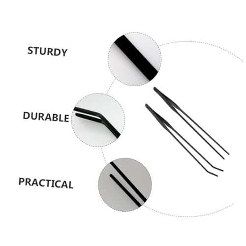 Yardwe Aquarium Scissor Tweezers Tongs Set 2pcs Cleaning Tools for Aquatic Plants Fish Tank Safe Stainless Steel Material