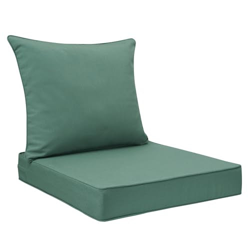 FUNHOME Outdoor Seat Cushion Set 24 x 24 x 4 Inch,Water Resistant Outdoor Chair Cushions for Patio Furniture,Thick Deep Seating Pads for Outside Chair Sofa Couch, Aqua Leala - color: Aqua Leala