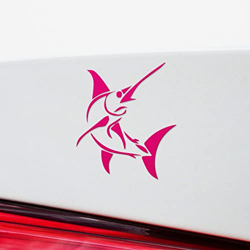 2 Pcs - Decal Stickers of Stylized Marlin Fish (Pink) Premium Waterproof Vinyl Decal Stickers for Laptop Phone Accessory Helmet Car Window Mug Tuber Cup Door Wall Decoration ANDSKUS512502PI070722 - color: Pink, size: 4.8'' x 5.6''