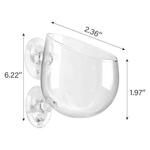 WHJY Clear Glass Aquarium Suction Cups, Round Plant Holder, Fish Tank Plant Pots - Set of 2, Transparent