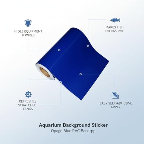 Self-Adhesive Aquarium Background Sticker, Opaque Blue PVC Backdrop for Fish Tank Glass - size: 39.37 x 15.75 x 0.04 in