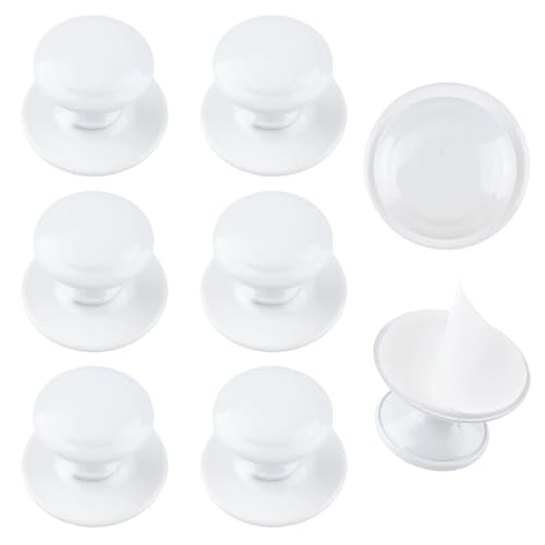 MOROBOR Round Self-Stick Cabinet Knob, 8 Pcs Plastic Auxiliary Drawer Pull Knobs Instant Stick On Push Pull Helper for Windows Wardrobes Cabinets Drawers/White - color: White, size: 1.18Inch