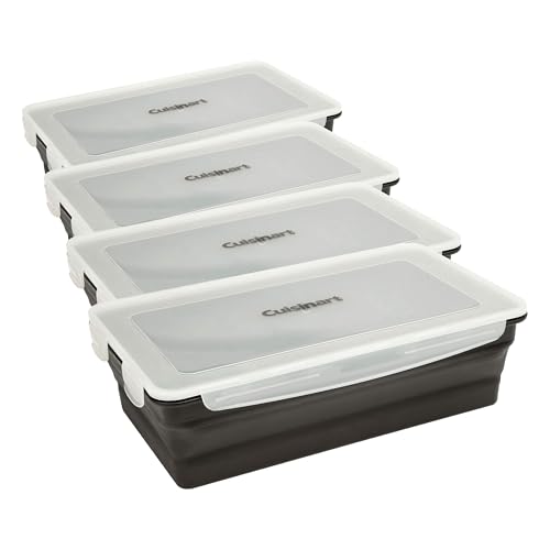 Cuisinart XL Collapsible Marinating Container, Large Capacity Grill Accessories Perfect for BBQs and Tailgates, Marinade and Brining Prep, Collapsible Silicone for Easy Storage (Pack of 4) - size: (Pack of 4)