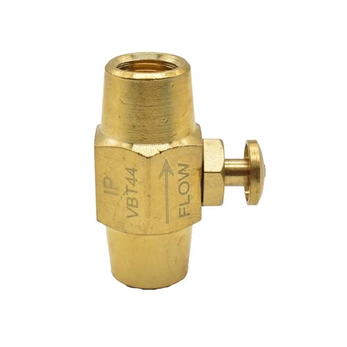 Interstate Pneumatics VBT44 - Brass Button Valve 1/4 Inch x 1/4 Inch Female NPT, Red, Small, AMT-VBT44