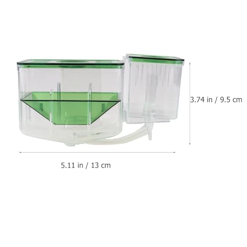 DOITOOL Pneumatic Hatching Box Aquarium Isolation Tank for Fish Fry Nursery Transparent Fish Tank Fry Box with Self-Guided Circulation for Home Aquatic Pets - color: Green, size: 13X9.5X11CM