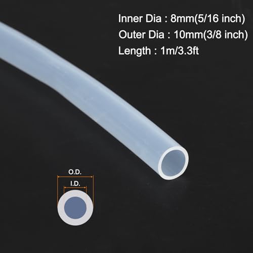 MECCANIXITY 3.3ft Clear Silicone Rubber Tubing 5/16" ID 3/8" OD Plastic Tube Flexible Air Hose for Brewing, Wine Making, Pump Siphon, 8mm x 10mm, with 2pcs Clamps - color: Clear, size: 5/16" x 3/8"