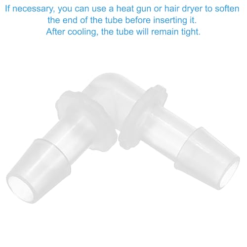 PATIKIL 3/8" Plastic Hose Barb 90 Degree Elbow, 10 Pack L-Barb Fittings 2 Way Equal Barbed Joint Connector Splicer Mender Hose Adapter Union Adapter for Aquarium Fuel Gas Liquid Air - size: 3/8 Inch