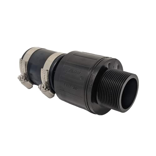 PumpSpy Threaded Quiet Sump Pump Check Valve with 100% Stainless Steel Clamps Included - Threads Directly into the Pump's 1-1/2" NPT Discharge to Connect it to a 1-1/2" Pipe - Model CV-150T - size: 1.5 Inch