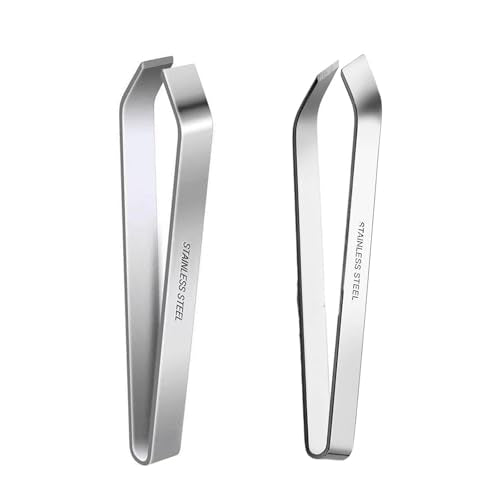 Seafood Fish Bone Remover Tweezers Set 1 Flat Tip 1 Slant Tip Stainless Steel Kitchen Seafood Tweezers for Fish Shrimp Crab Bone Picking Vein Removing Seafood Processing