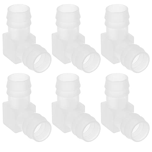TEHAUX L-Shaped Hose Elbow Connector 1.49×1.49×0.62 in, 6-Pack Plastic Barb Fitting – Kink-Resistant 90° Flow Control for Garden, RV & Industrial Water Systems – for Outdoor Plumbing, Lab Tubing, Food