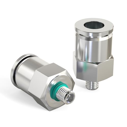 TAILONZ PNEUMATIC 304 Stainless Steel Male Straight 4MM Tube OD x M5 Thread Push to Connect Fittings PC4-M5 (Pack of 2) - size: 4mm OD M5