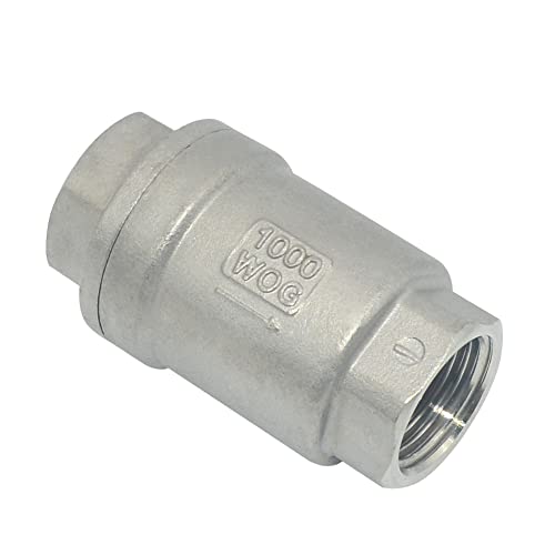1/2" NPT Female WOG1000 Check Valve,Spring Loaded In-line Low Cracking Pressure,Stainless Steel SS316 CF8M