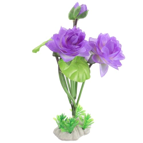 Simulated Lotus Aquarium .87 Inch Plastic Fish Tank Decoration for Freshwater Tanks and Desktop Aquariums Durable and Safe