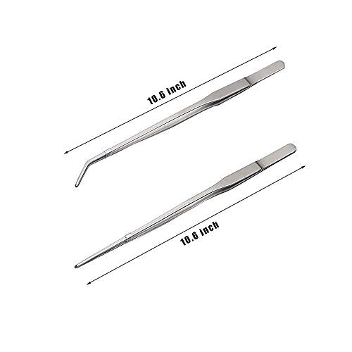 2Pcs Stainless Steel Reptile Feeding Long Tongs Tweezers for Reptile, Lizards, Gecko, Spider, Tarantula, Hedgehog, Snake, Aquarium