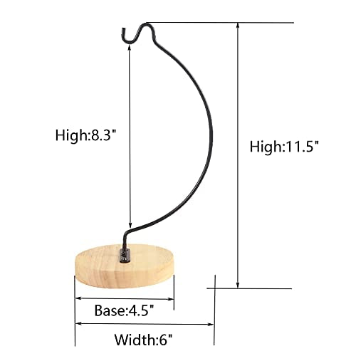 YY YEARCHY Ornament Display Stand Metal Stand Air Plant Stand Flower Pot Holder Iron Stand for Hanging Glass Globe Ball (Semicircle round wood) - color: Black, size: 11.5"x4.5"x4.5"