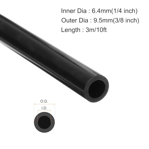 MECCANIXITY 10ft Silicone Rubber Tubing 1/4" ID 3/8" OD Plastic Tube Flexible Air Hose for Brewing, Wine Making, Pump Siphon, 6.4mm x 9.5mm, with 2pcs Clamps, Black - color: Black, size: 1/4" x 3/8"