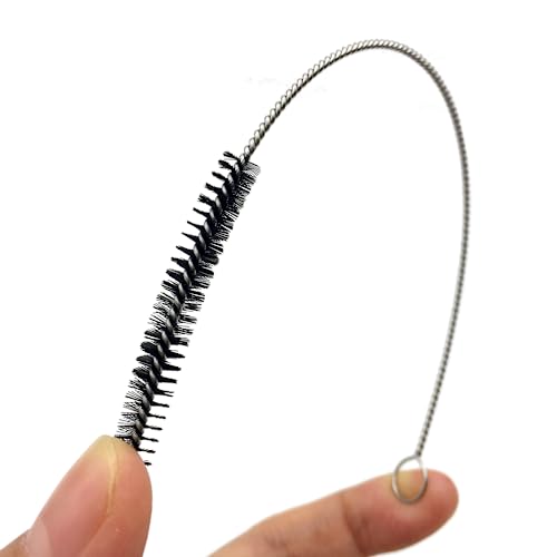 10 Piece Stainless Steel Straw Cleaning Brush Set - Durable Nylon Bristles - Multi-Size for Reusable Straws, Sippy Cups, and Narrow Neck Containers - color: Black