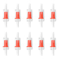 DeKago Aquarium Air Check Valve - Non-Return One Way Air Valve Red Clear Plastic Check Valve for Aquarium Air Pump Perfect for Fish Tank Aerator 10PCS