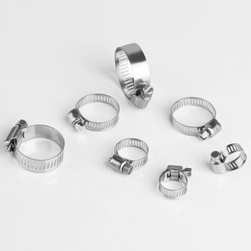 100 Pcs Hose Clamps Stainless Steel, 6-38mm Adjustable Worm Gear Pipe Clamps, Fuel Line Hose Clips Heavy Duty for Plumbing, Dishwasher, Automotive, Washing Machine, Mechanical - size: 100 pcs (1/4'' - 1-1/2'')