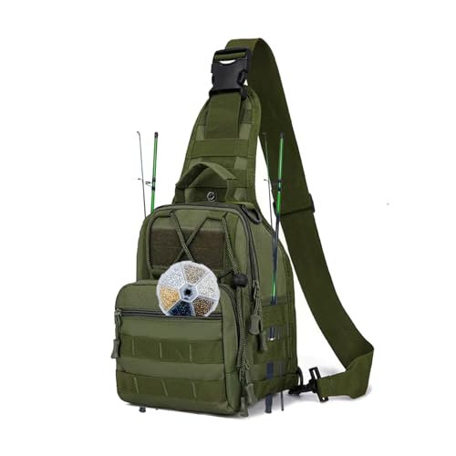 Lightweight Fishing Tackle Backpack Professional Water-Resistant All-in-One Rod Holder & Gear Storage - color: Green