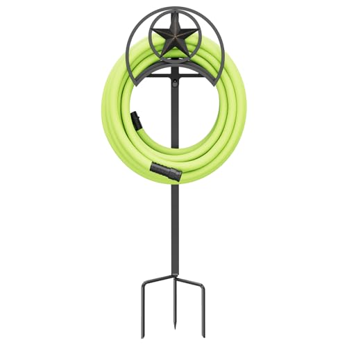 GOFORWILD Garden Hose Holder, Star Decorative, Durable Wall Hose Hanger, Hose Reel, Holds 125-Feet of 5/8-Inch Hose, Made of Gauge Steel - size: freestanding