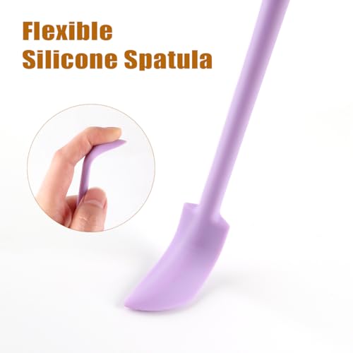 Silicone Spatula Set (6Pcs) - Mini Scraper Tool for Beauty & Food - Reach Every Last Drop, Multi-Size Spatulas for Makeup Jars, Lotion Bottles & Kitchen Containers (Purple) - color: Purple