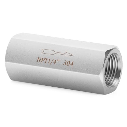 ChillWaves 304 Stainless Steel In-Line Siamese Check Valve 1/4" NPT Female Thread, One-Way Non-return Check Valve for Backflow Prevention(1-PACK) - size: 1/4" FNPT, style: Siamese Check Valve