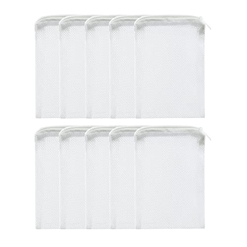 ALEGI 10 pcs Aquarium Filter Media Bags with Zipper, Mesh Reusable Bags for Aquarium Filter Media (6" x 4") - size: 6" x 4"