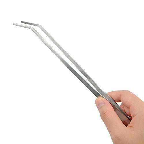 Straight and Bend Stainless Steel Super Thick Tweezers Set,Pliers Aquarium Tool Fish Tank Aquatic Plants Forceps Clip (10.5")