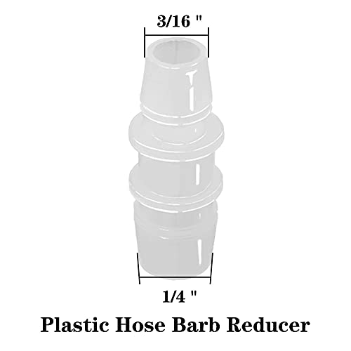 1/4" to 3/16" Hose Barb Reducer Pipe Fittings Adapter, Plastic Joint connector Splicer Mender for Aquarium Household Transport Fuel Gas Liquid Air (Pack of 4) - size: 1/4"-3/16"