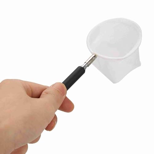 20-57.5cm Stainless Steel Adjustable Aquarium Fish Shrimp Net with Wall Hook Expandable Fishing Net for Tank Cleaning and Hexapod Catching - style: Black Round Net
