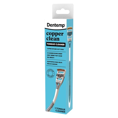 Dentemp Tongue Scraper with Copper Infusion - Bad Breath Eliminator and Oral Care Tool - Ergonomic Handle Design (2 pack)